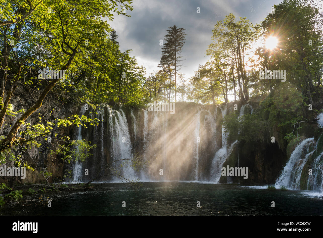 Cascate, il Parco Nazionale di Plitvice, patrimonio mondiale dell UNESCO, Croazia, Europa Foto Stock