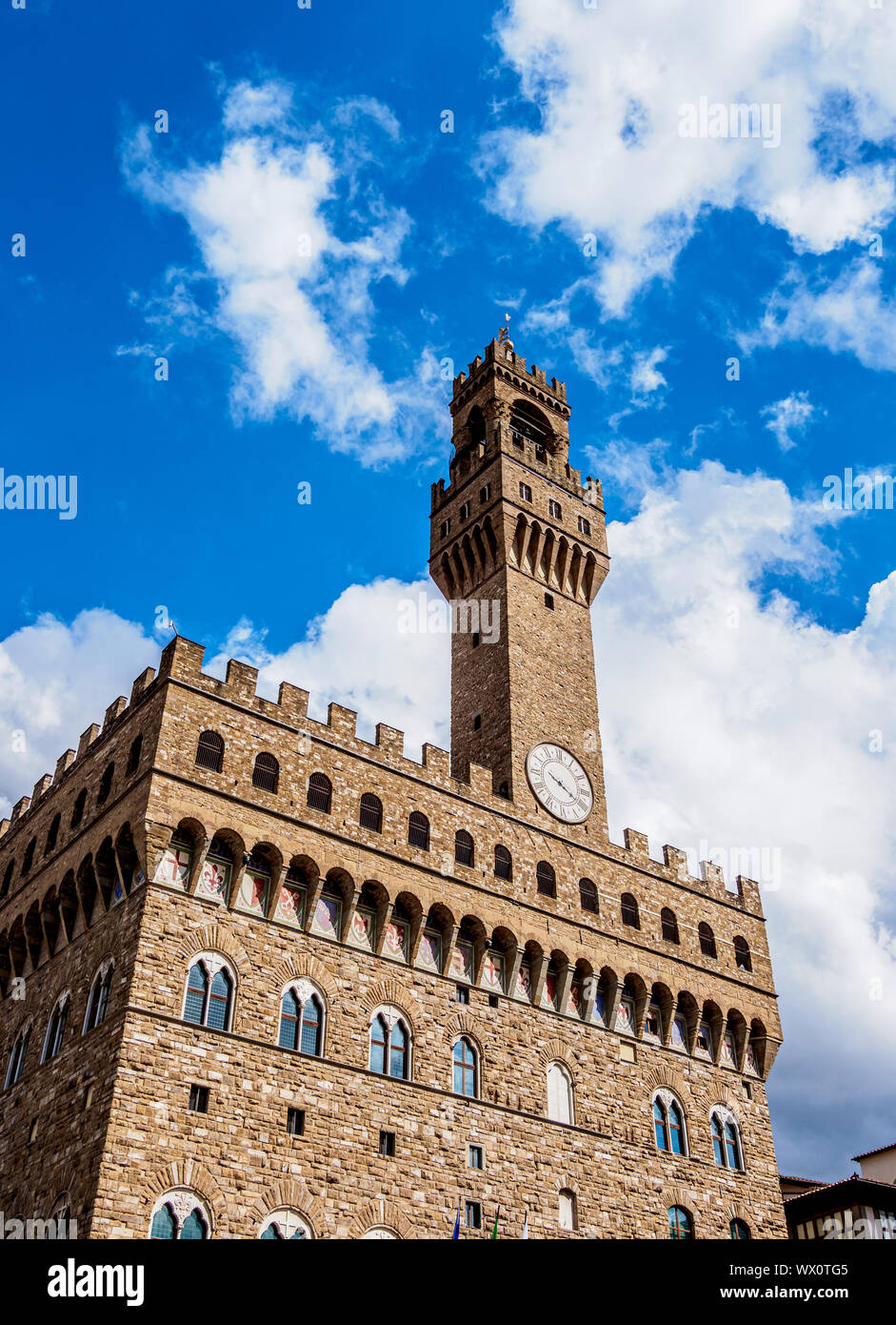 Palazzo Vecchio e Piazza della Signoria, Firenze, Sito Patrimonio Mondiale dell'UNESCO, Toscana, Italia, Europa Foto Stock