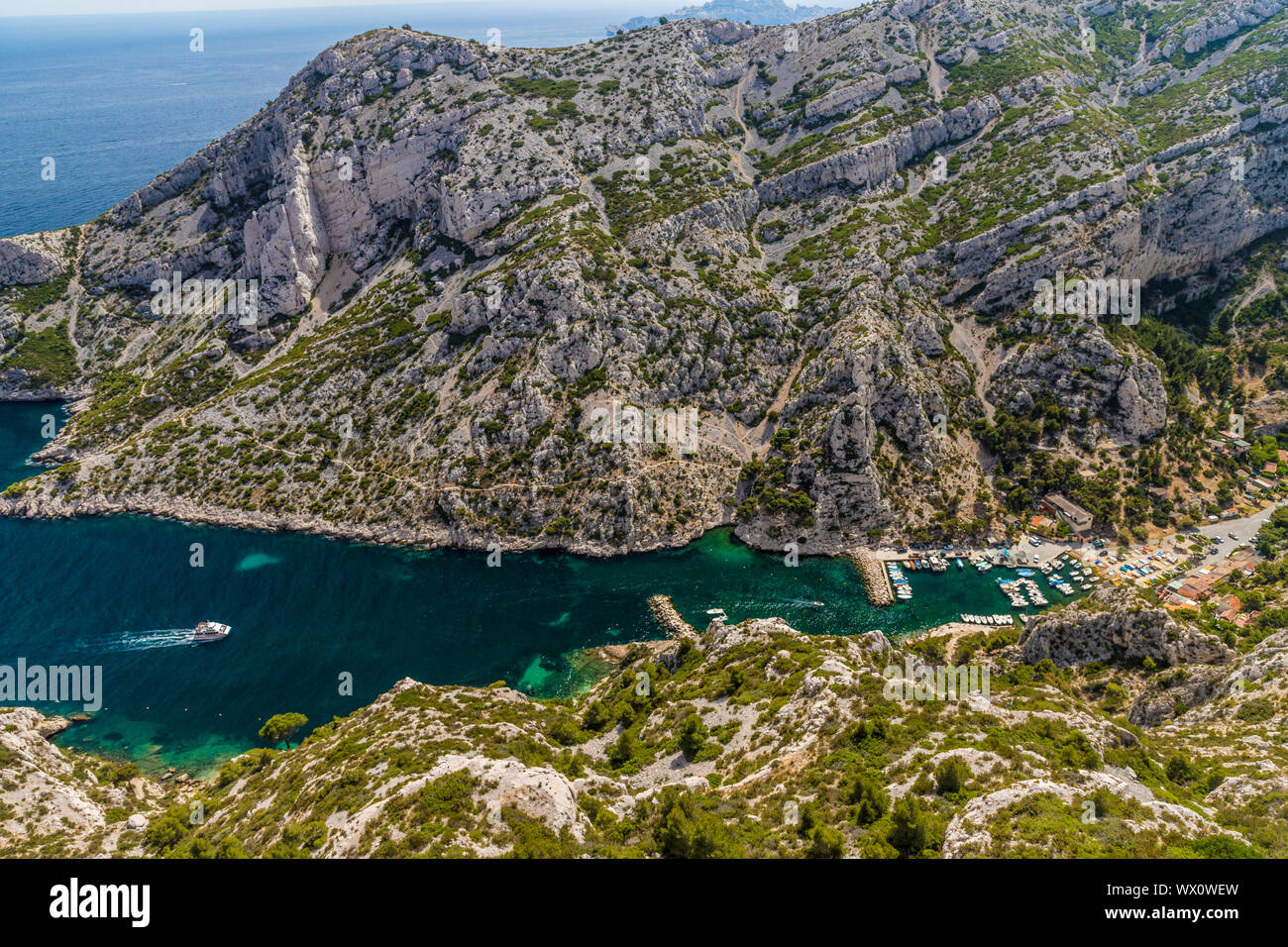 Calanchi Parco Nazionale, Bouches du Rhone, Provence Alpes Côte d'Azur, Costa Azzurra, Francia, Mediterraneo, Europa Foto Stock