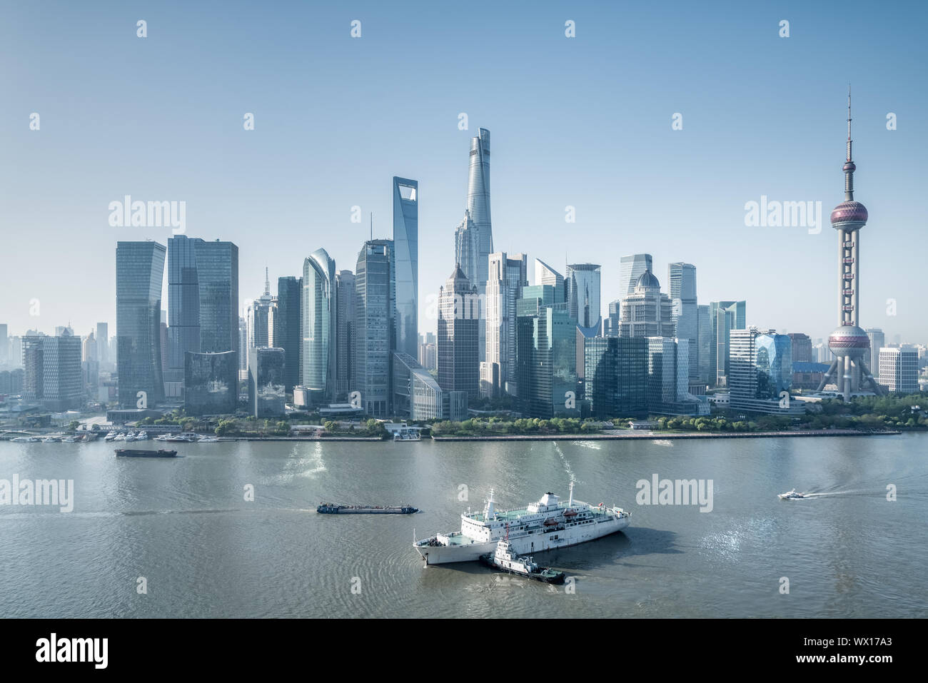 Bellissimo paesaggio urbano di Shanghai in mattinata Foto Stock