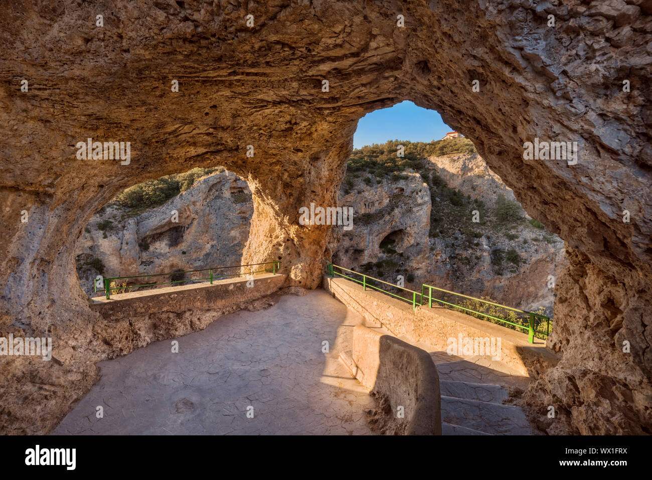 Ventano del Diablo viewpoint a Cuenca, Castilla La Mancha, in Spagna. Foto Stock