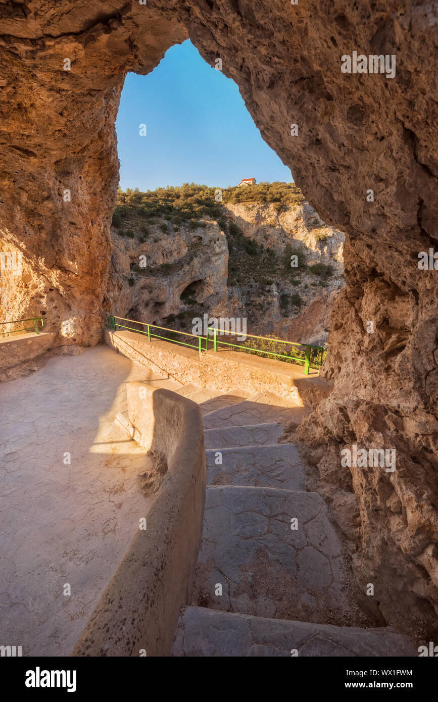 Ventano del Diablo viewpoint a Cuenca, Castilla La Mancha, in Spagna. Foto Stock