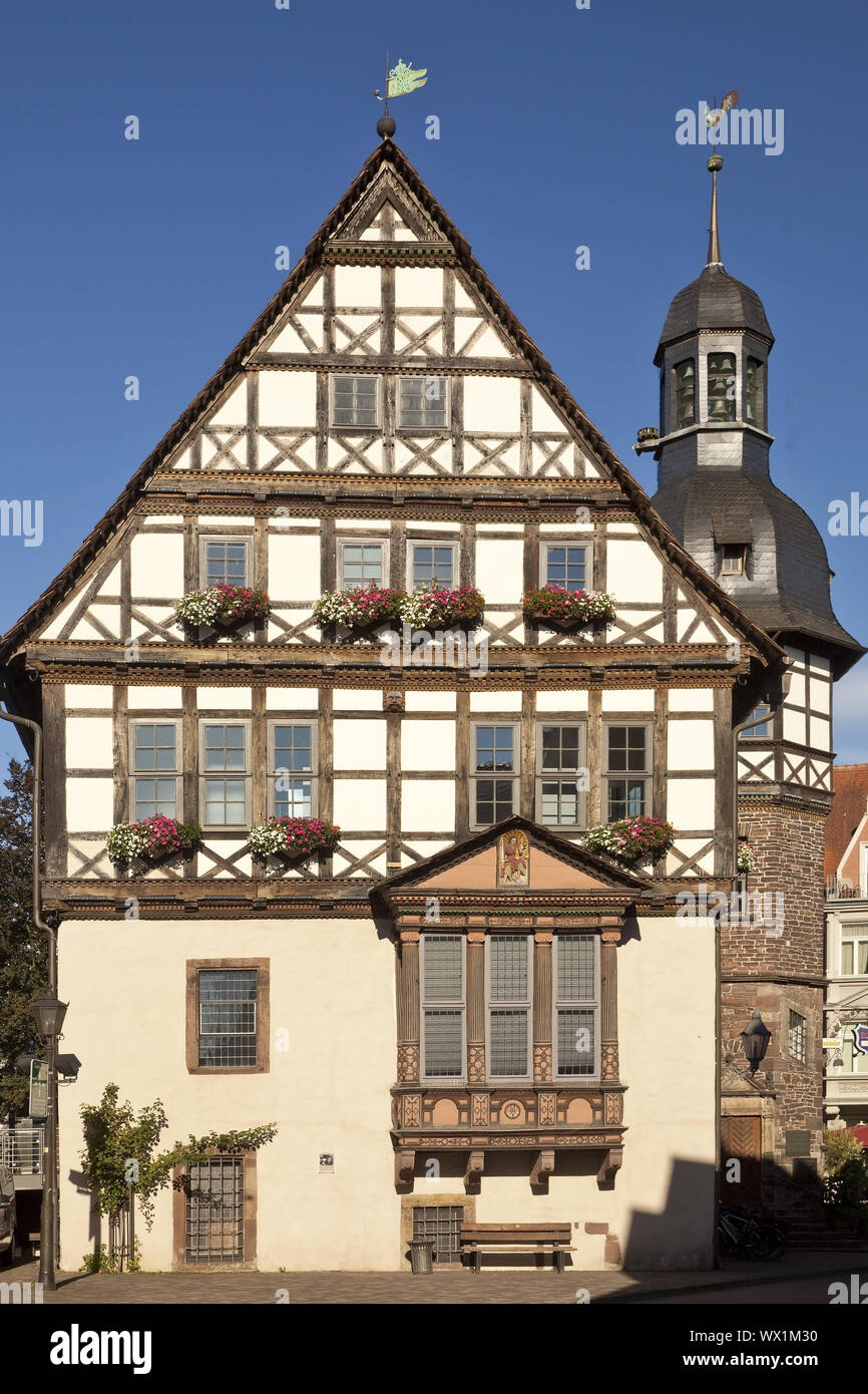Il municipio storico, Hoexter, Weser Uplands, East Westfalia, Renania settentrionale-Vestfalia, Germania, Europa Foto Stock