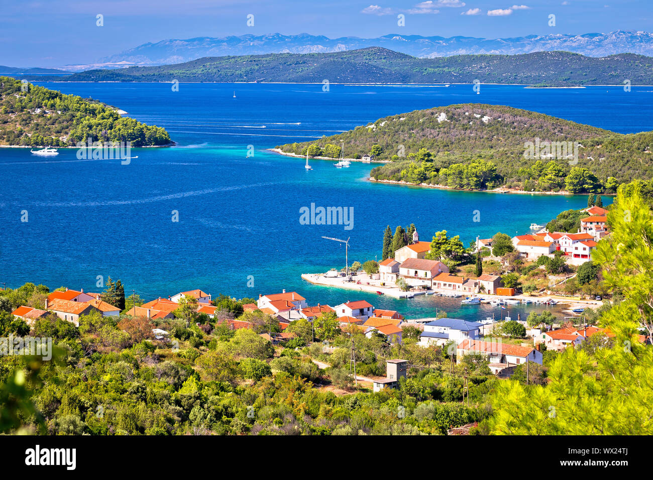 Zman su Dugi Otok bay e la vista del paesaggio, Dalmazia regione della Croazia Foto Stock