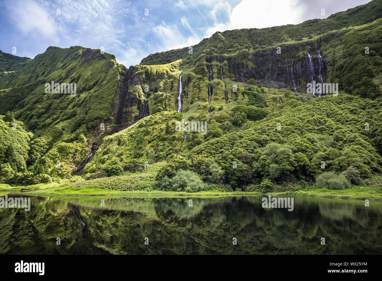 Poco da Ribeira do Ferreiro, sull isola di Flores, Azzorre, Portogallo. Foto Stock