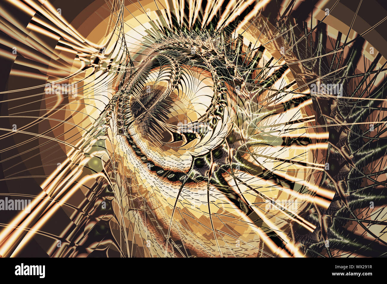 Il frattale Immagine: fantasia disegno astratto, sfondo nero. Foto Stock