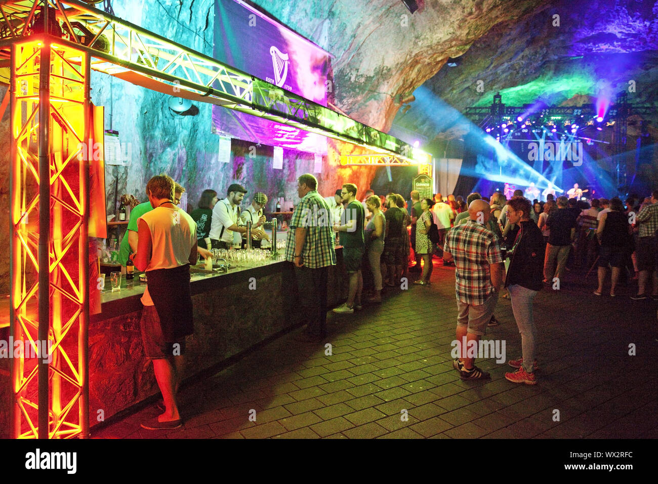 Guinness stand alla Irish Folk Festival, Balver Hoehle, Balve, Sauerland, Germania, Europa Foto Stock