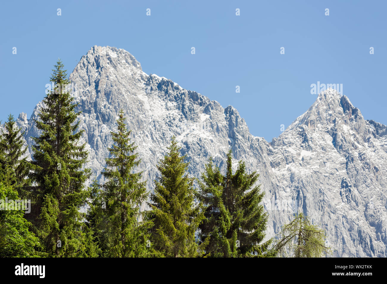Vista Panorama a austriaco monti Dachstein Foto Stock