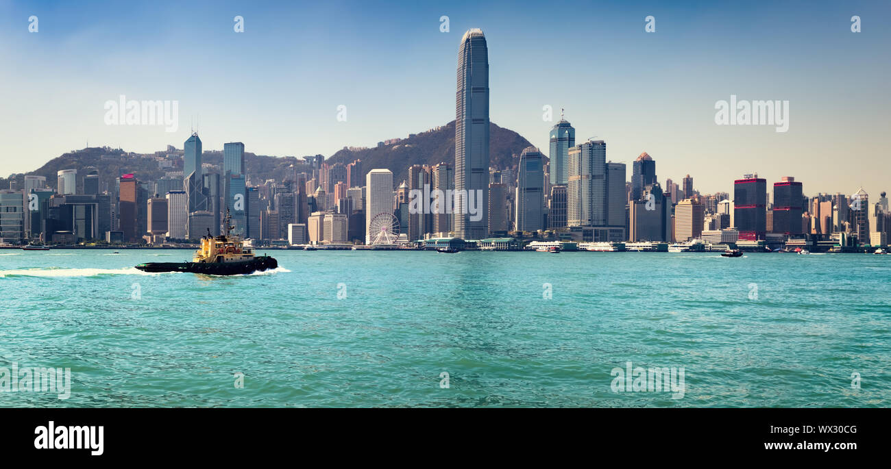 Skyline di Hong Kong. Panorama Foto Stock