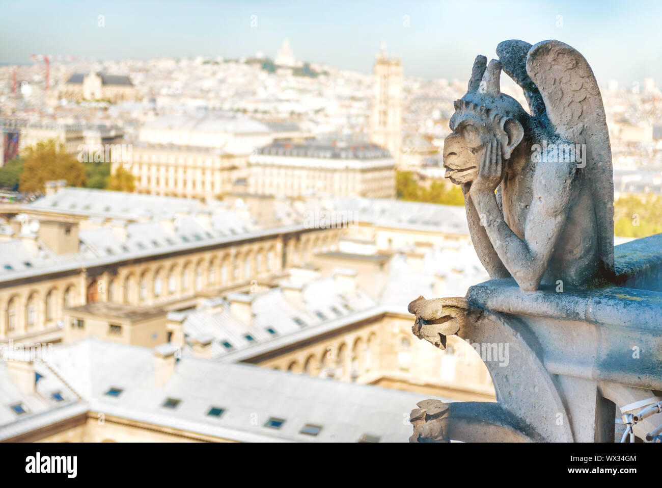 Gargoyle statua sulla Cattedrale di Notre Dame de Paris Foto Stock
