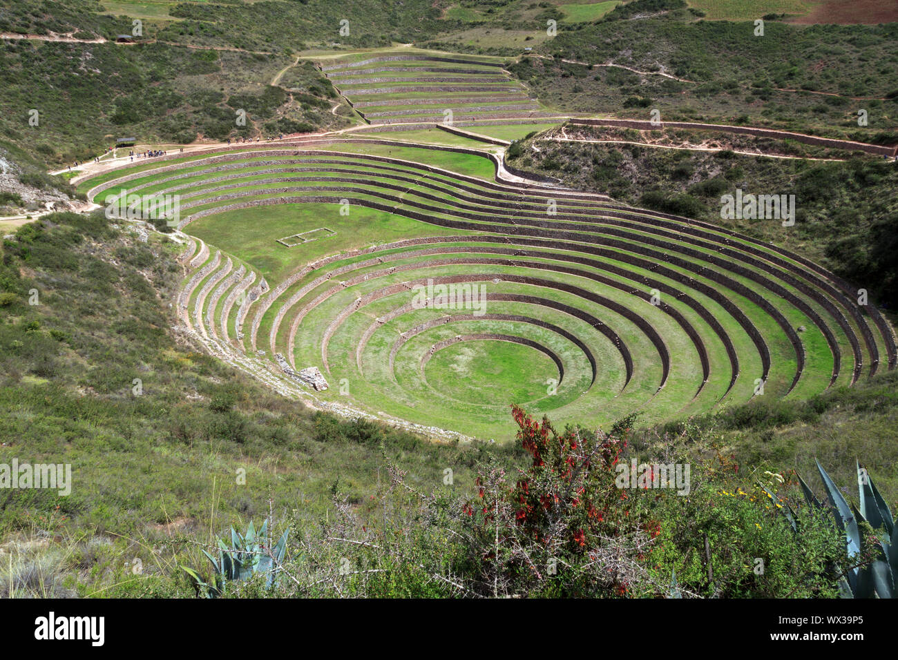 Moray laboratorio agricolo degli Incas vicino a Maras in Perù Foto Stock