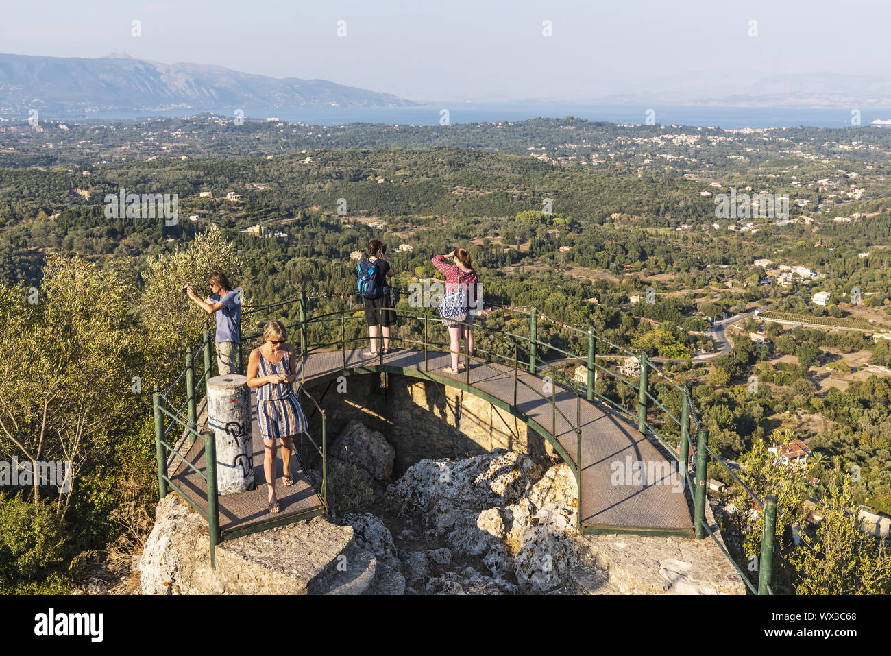 Kaiser Throne, punto di osservazione, Pelekas, Corfù, Grecia, Europa Foto Stock