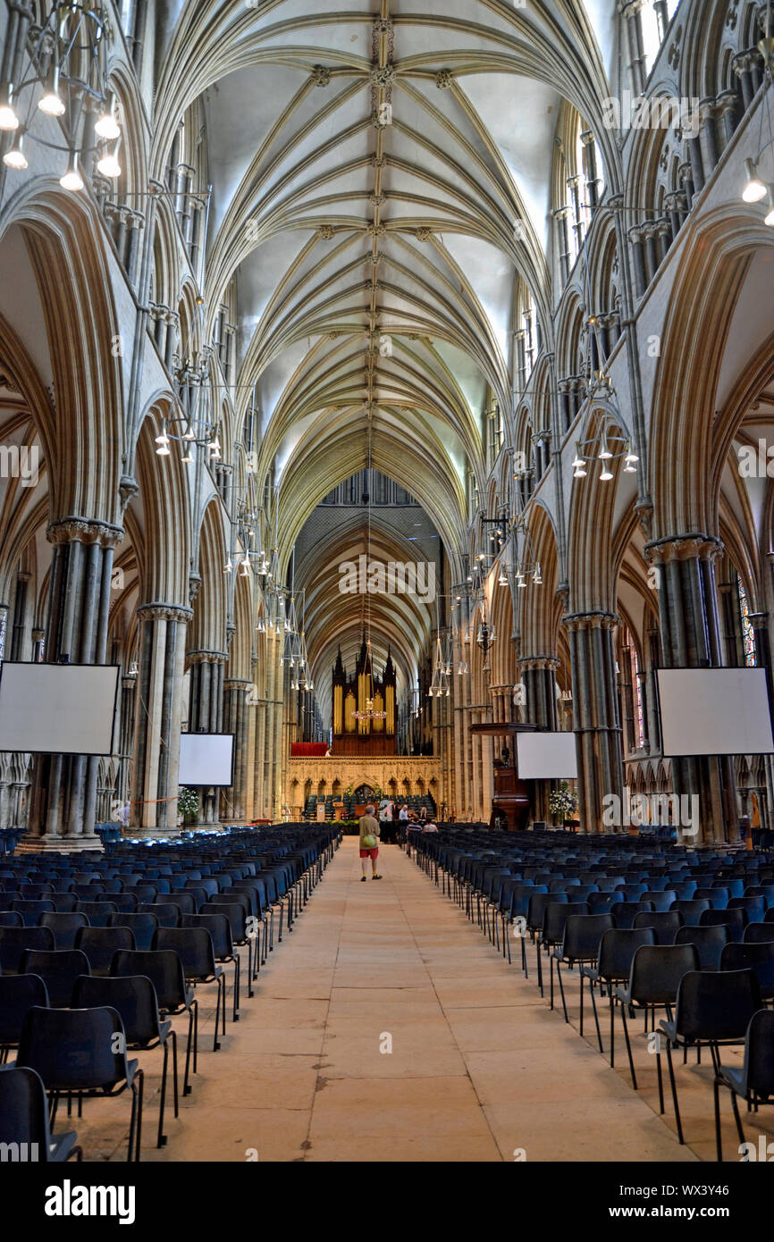 All'interno della Cattedrale di Lincoln, City Center, Lincoln, Lincolnshire, Regno Unito Foto Stock