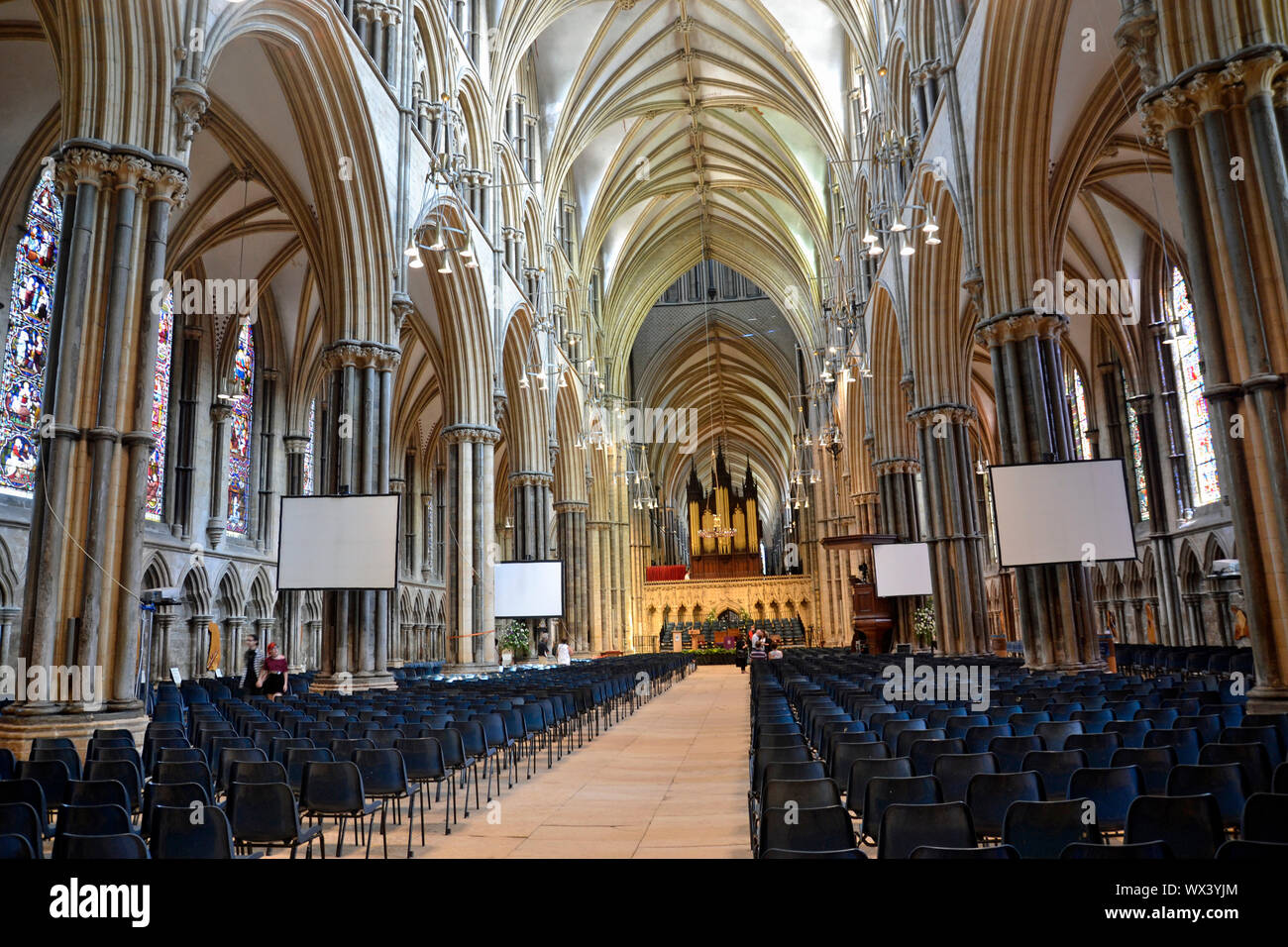All'interno della Cattedrale di Lincoln, City Center, Lincoln, Lincolnshire, Regno Unito Foto Stock