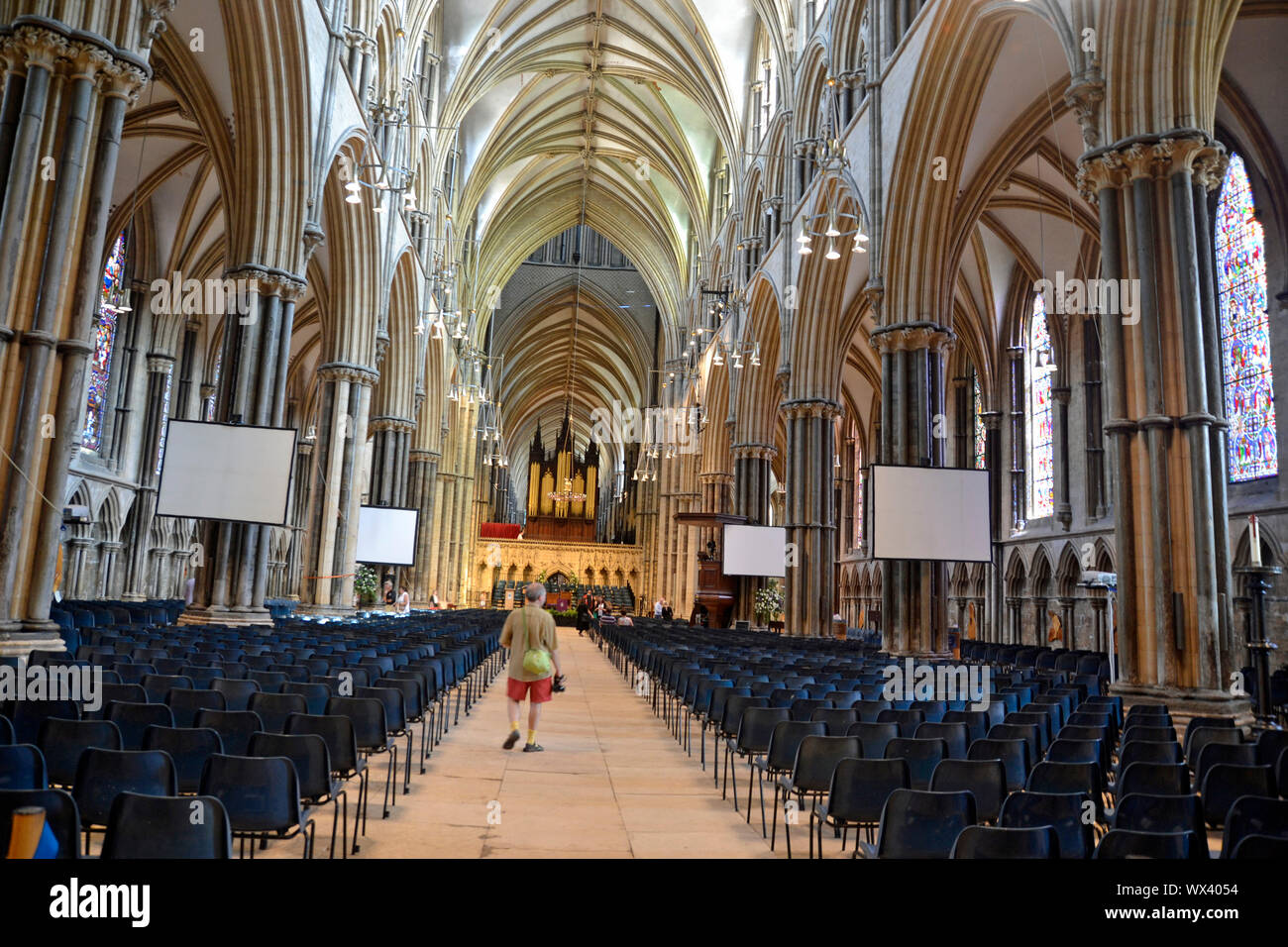 All'interno della Cattedrale di Lincoln, City Center, Lincoln, Lincolnshire, Regno Unito Foto Stock