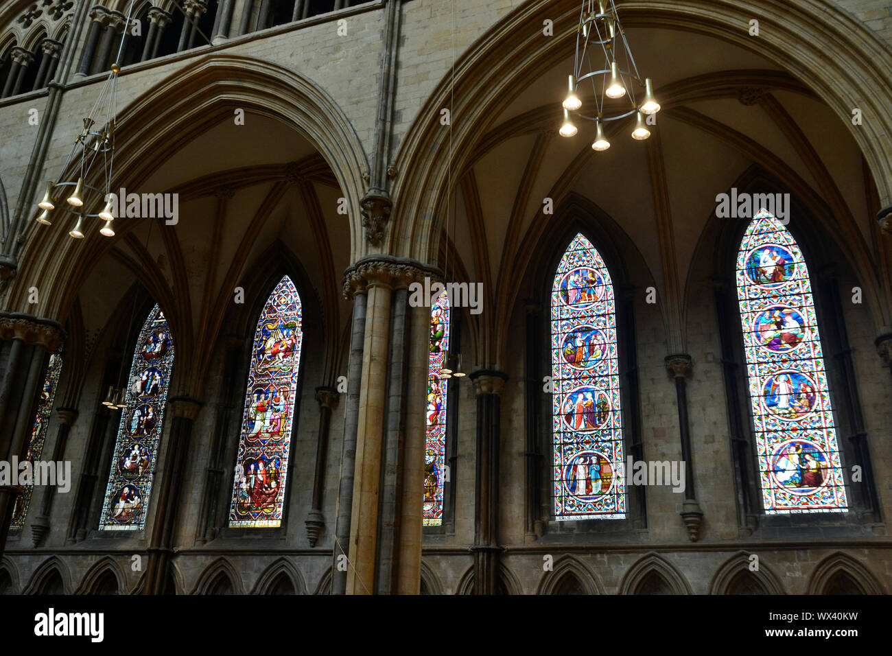 All'interno della Cattedrale di Lincoln, City Center, Lincoln, Lincolnshire, Regno Unito Foto Stock