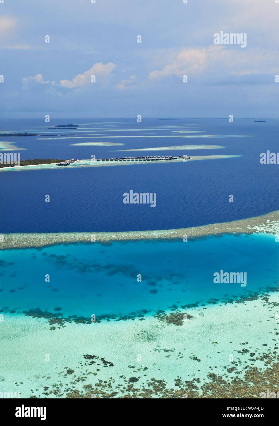 Maldive vista aerea da idrovolante Foto Stock