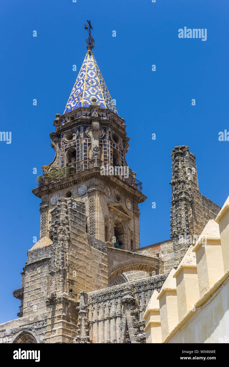 Torre di San Migual chiesa in Jerez de la Frontera, Spagna Foto Stock