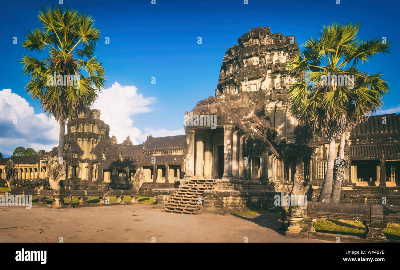 Angkor Wat al tramonto. Siem Reap. Cambogia. Panorama Foto Stock