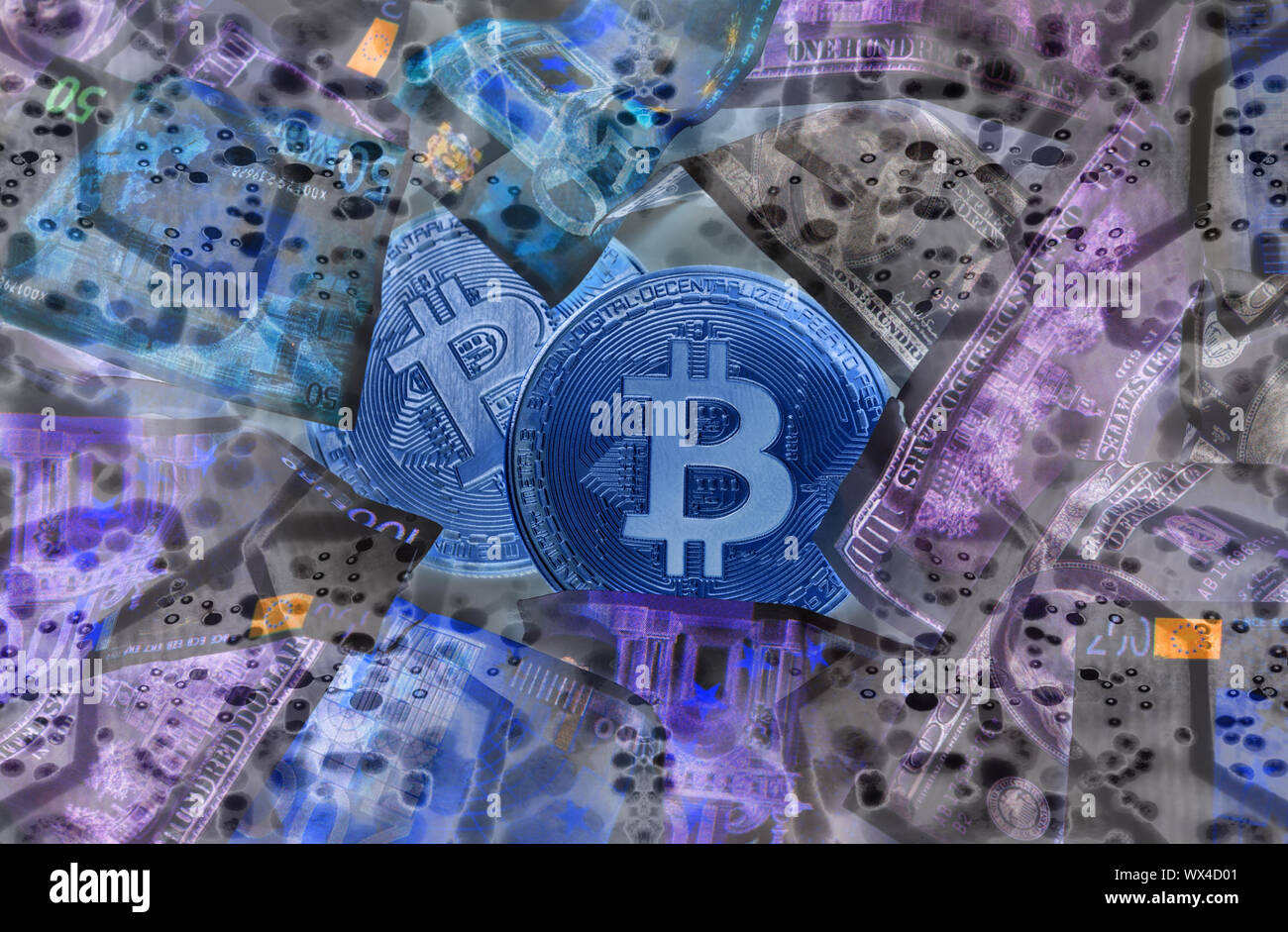 Tendenze dell'economia virtuale moneta digitale abstract background. Foto Stock