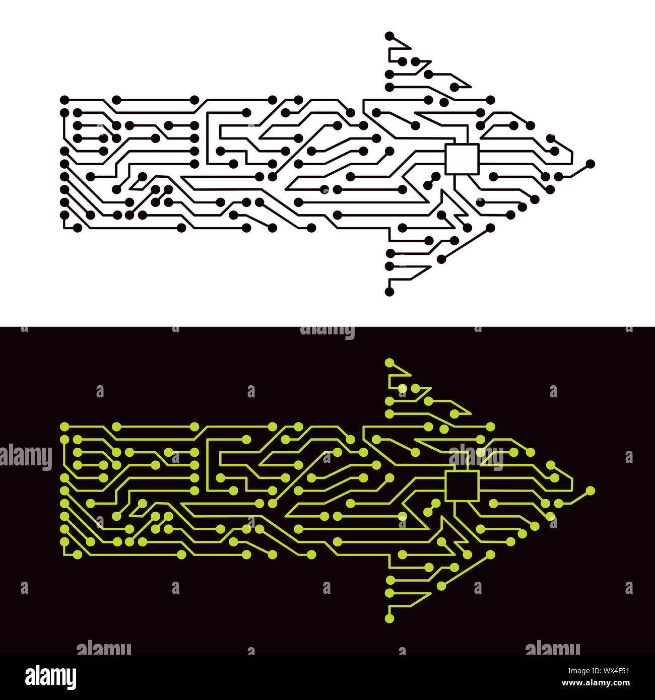 Schema elettrico del simbolo a forma di freccia Foto Stock