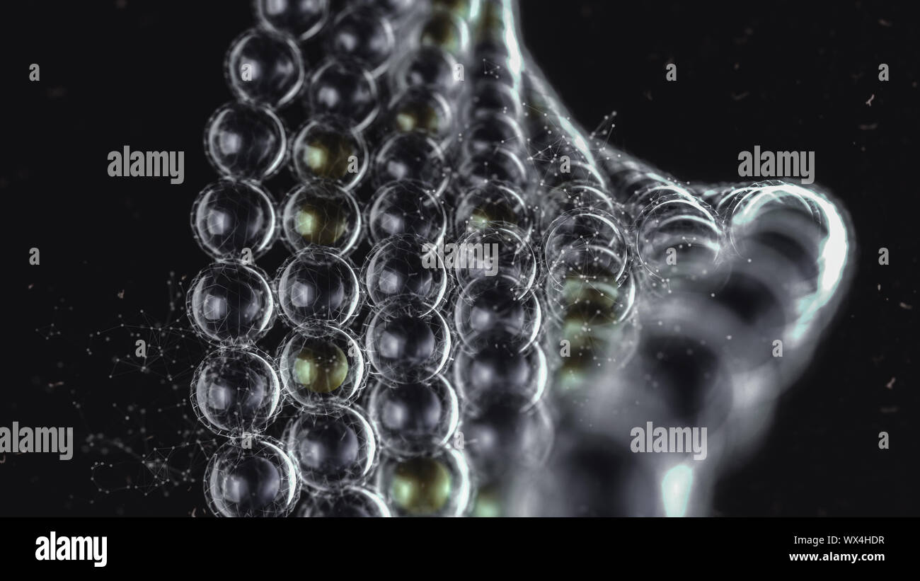 3D'illustrazione. Il collegamento / struttura simbolo. Abstract, sfondo scuro. Foto Stock