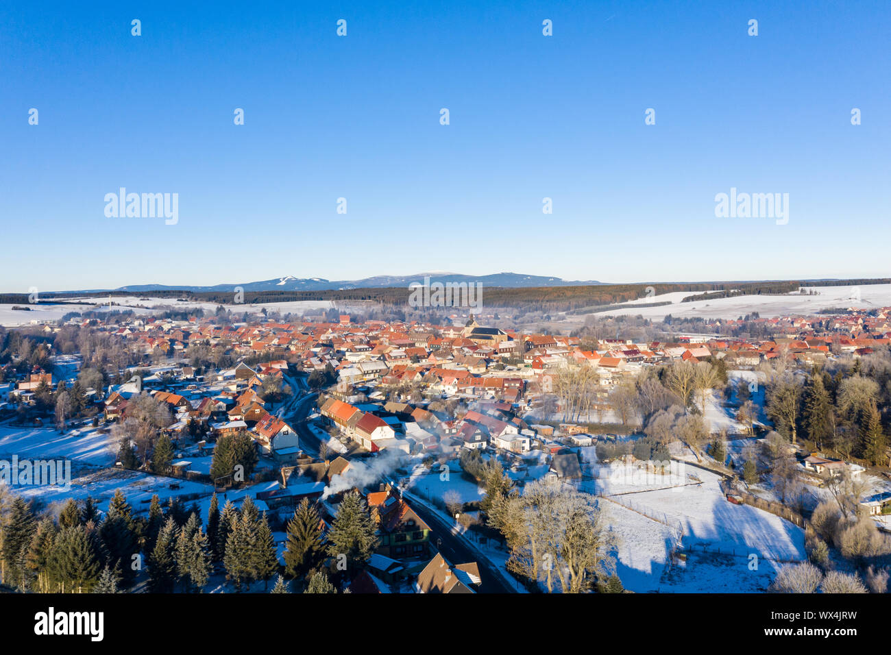 Foto aerea Hasselfelde città Oberharz am Brocken Foto Stock