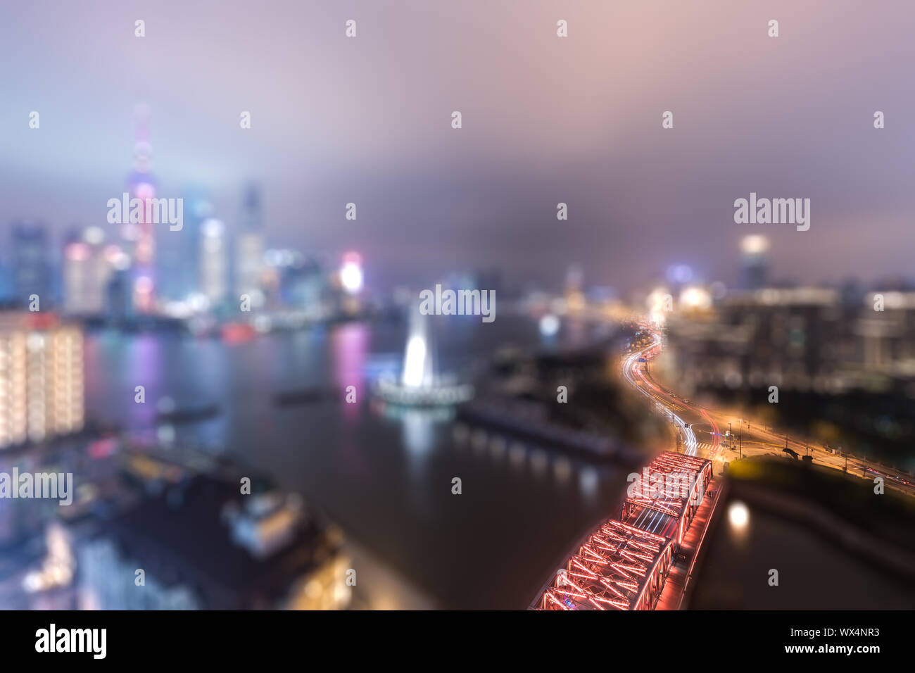 Vista notturna a Shanghai in Cina Foto Stock