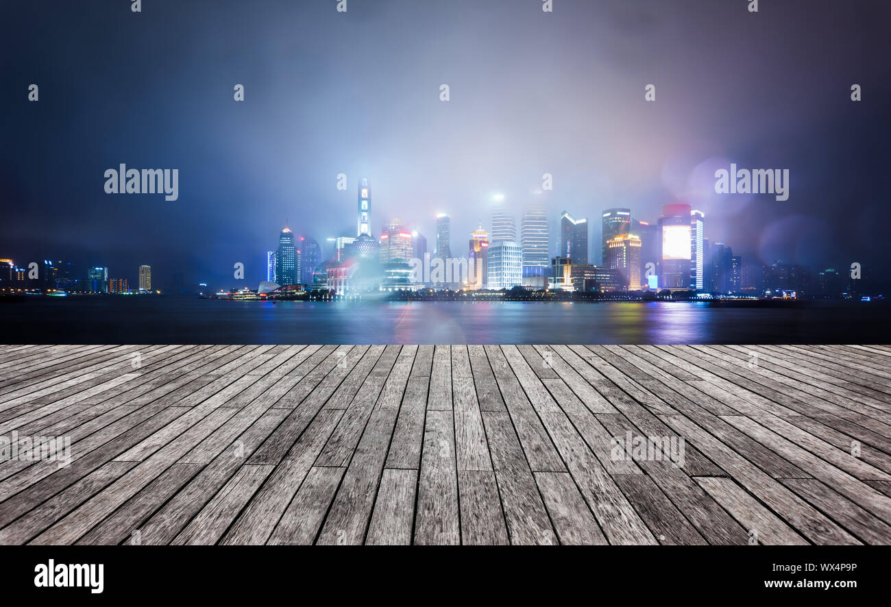 Vista notturna a Shanghai in Cina Foto Stock