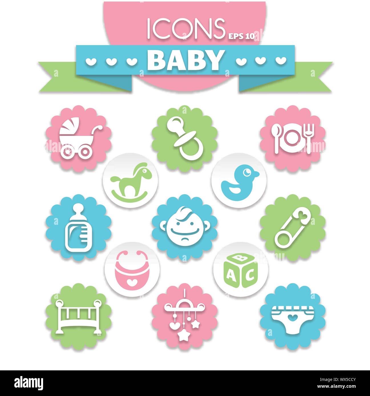 Universal baby icone Illustrazione Vettoriale