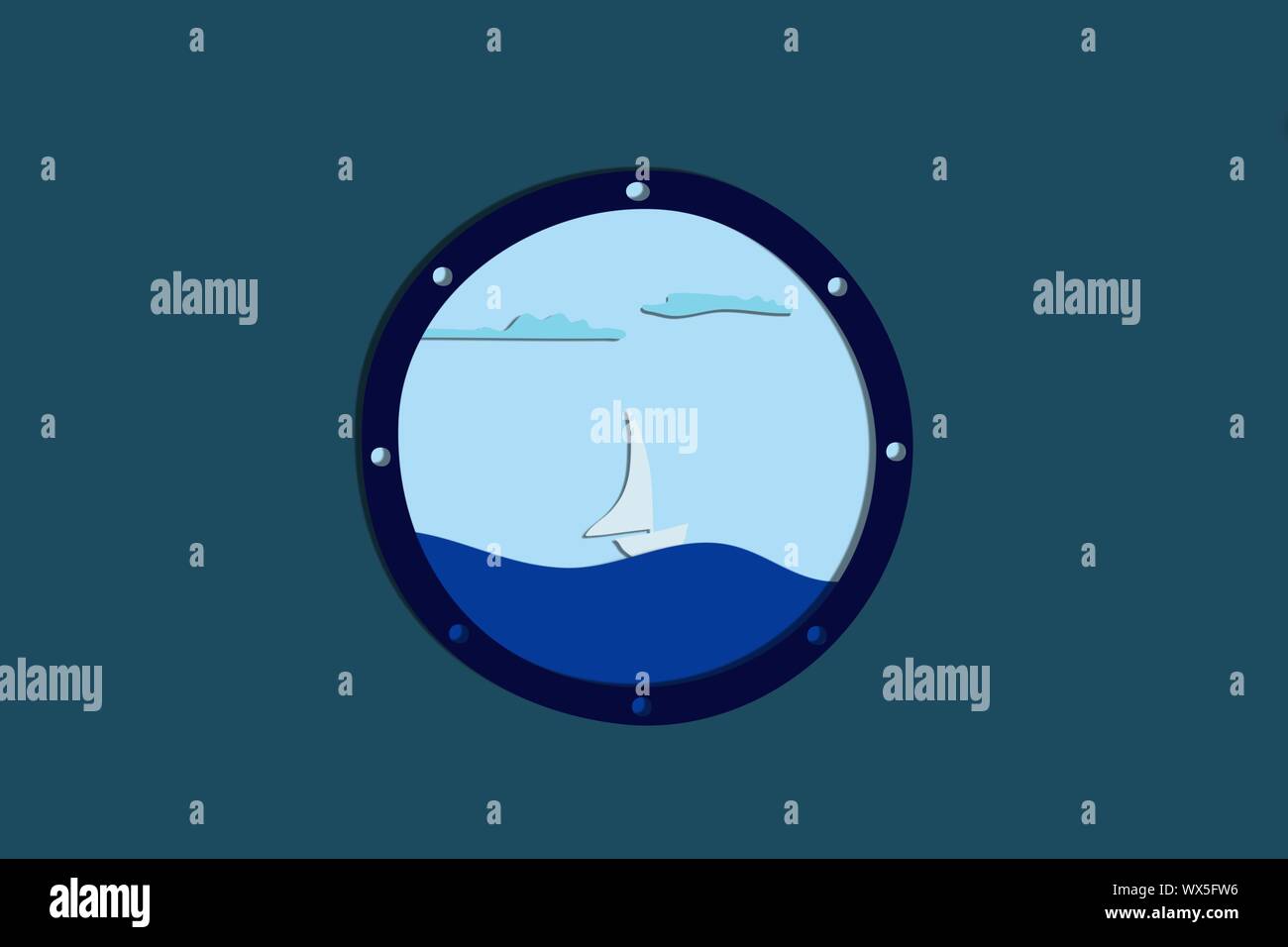 Oblò con vista sul mare Foto Stock