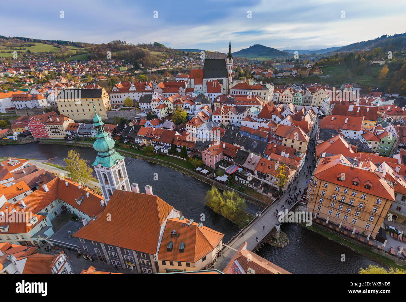 Cesky Krumlov cityscape in Repubblica Ceca Foto Stock