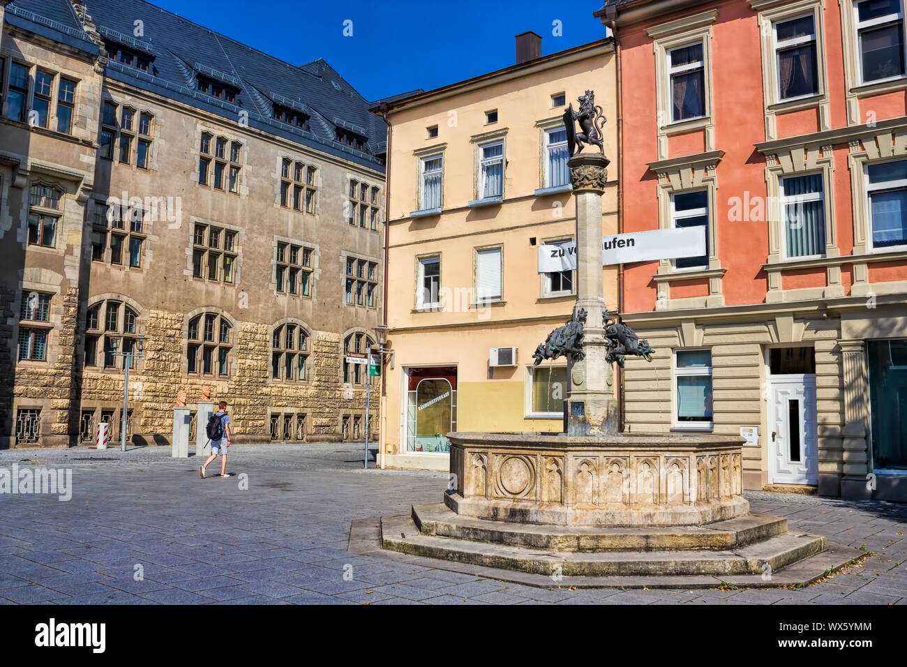 Rudolstadt, vecchia fontana Foto Stock