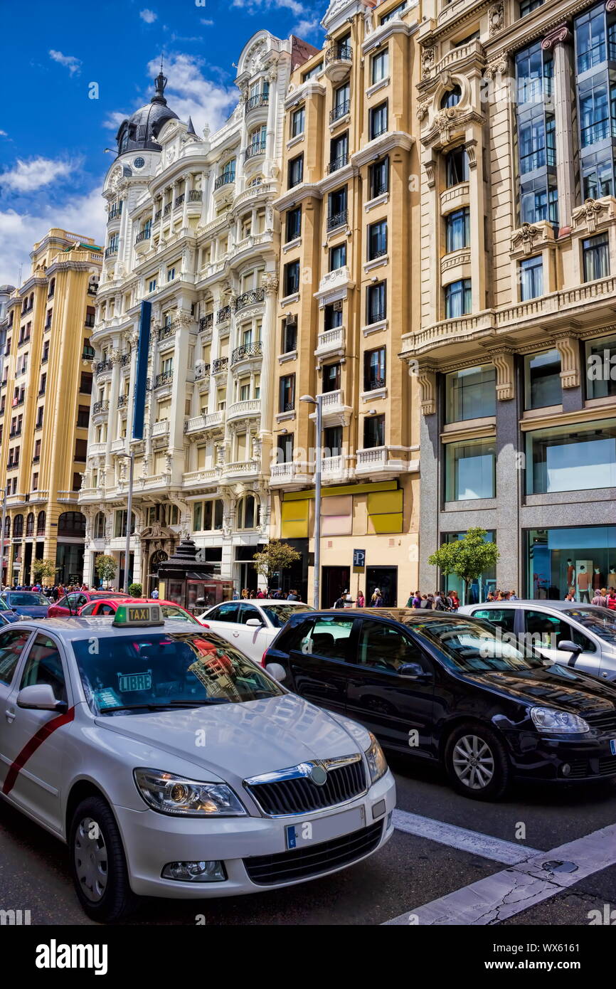 Madrid, Gran Via Foto Stock