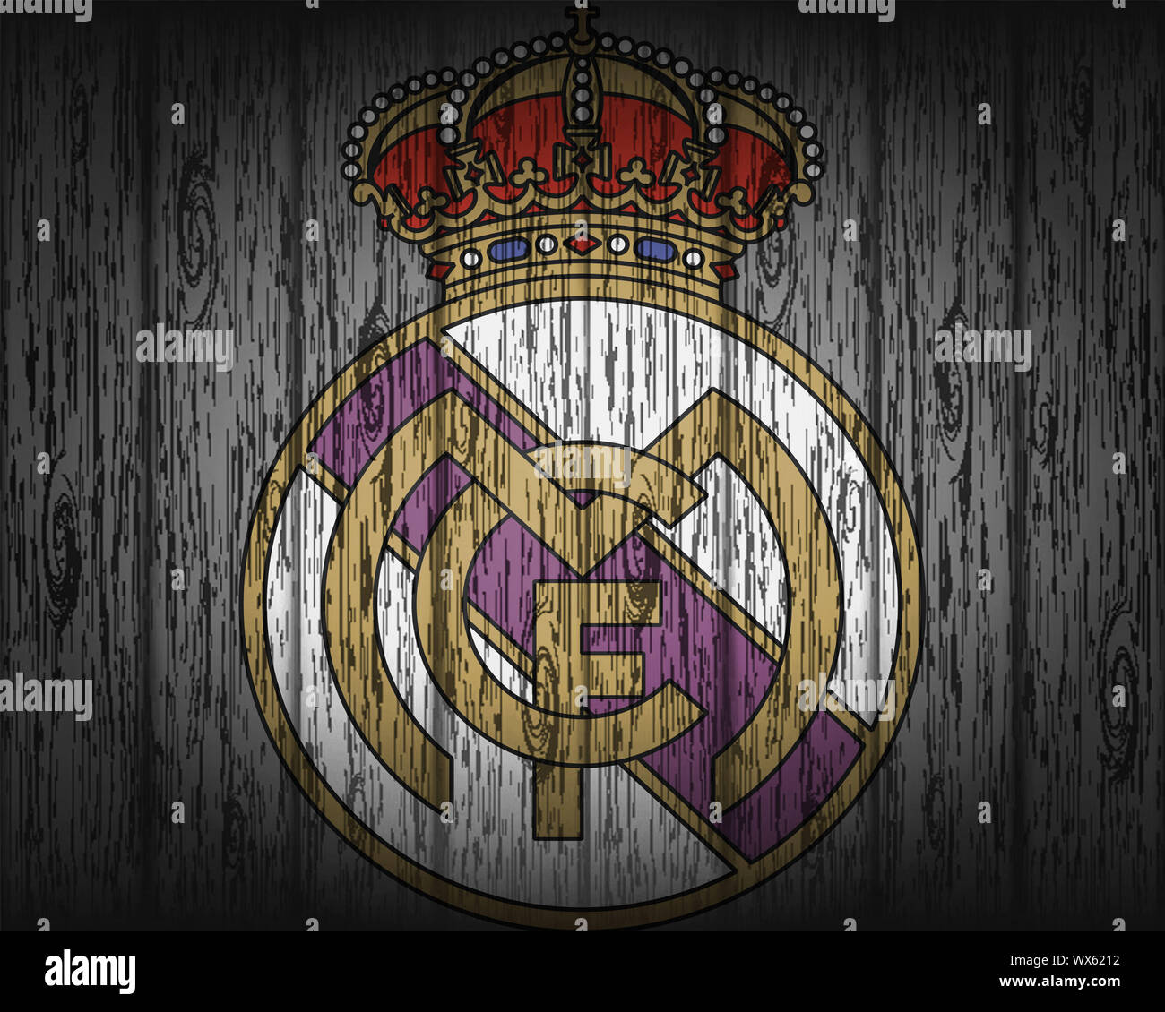Lo stemma della squadra di calcio del Real Madrid. Sfondo, texture,  immagine sfocata Foto stock - Alamy