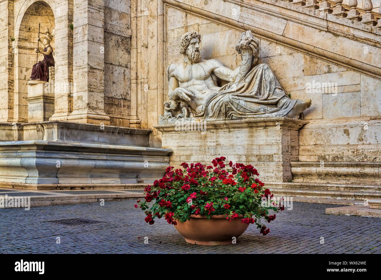 Roma, Campidoglio statua del Tevere Foto Stock