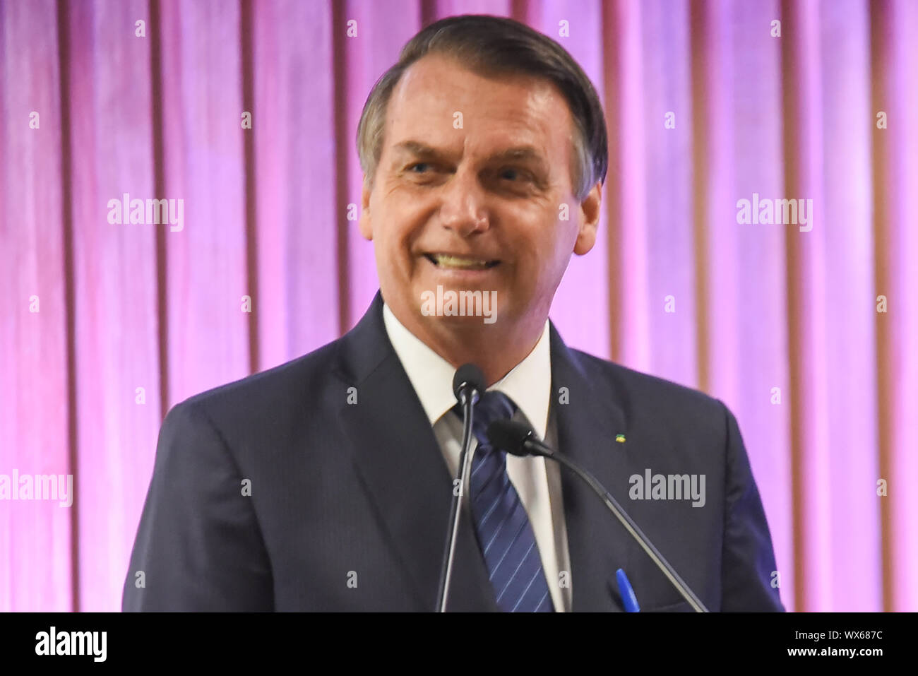 RIO DE JANEIRO, BRASILE, maggio, 20, 2019: al presidente del Brasile jair bolsonaro parla agli imprenditori a Firjan presso la sede centrale Foto Stock