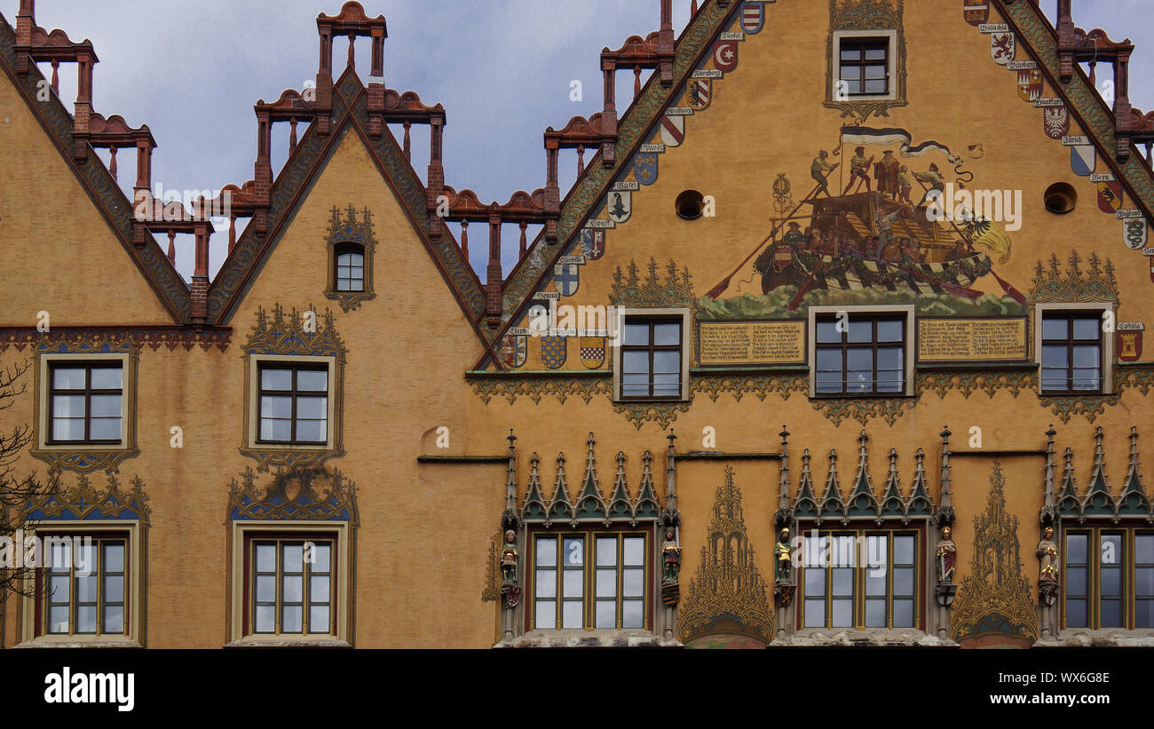Casa aristocratica del municipio di ulm casa gialla facciata Foto Stock