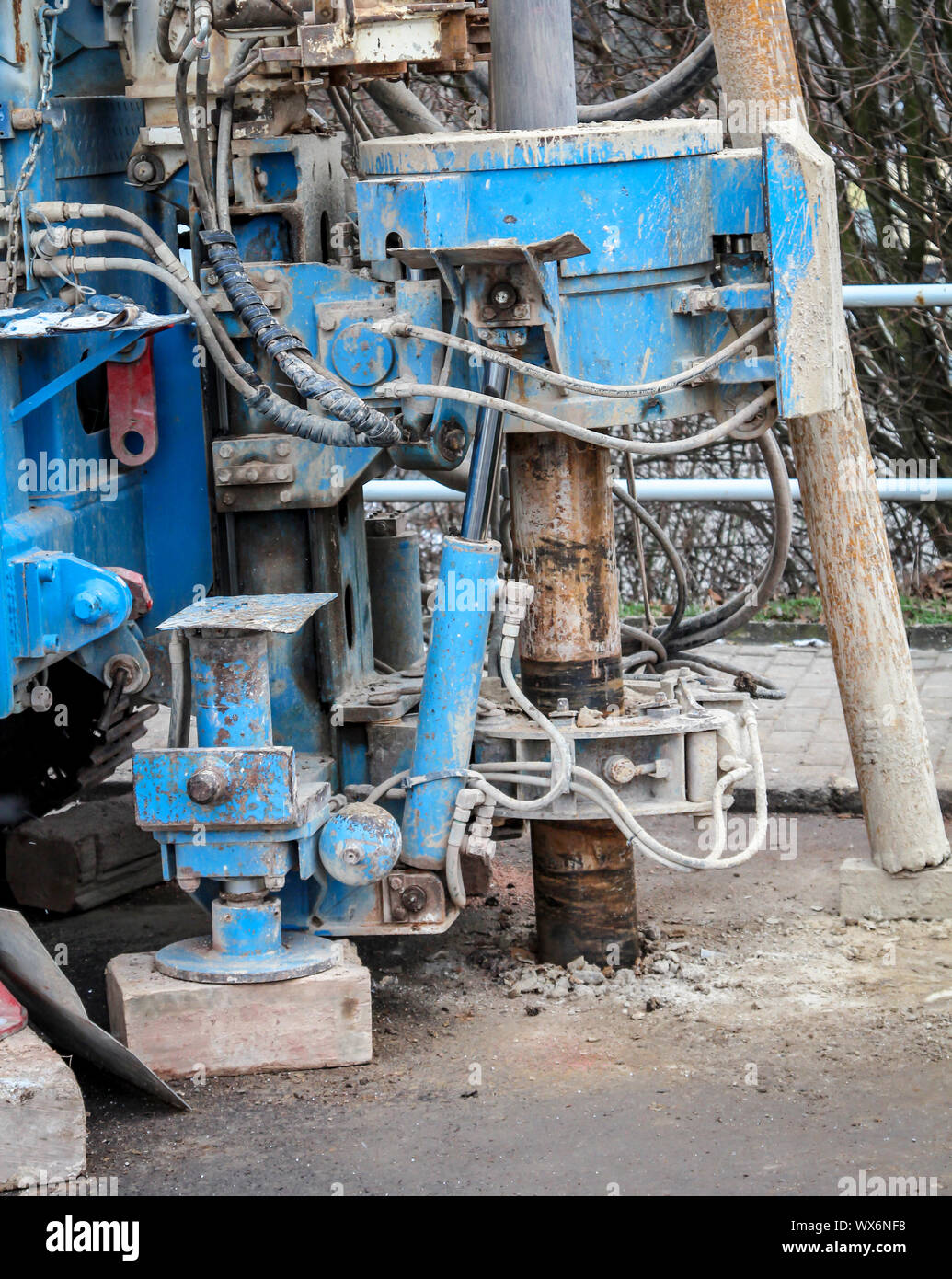 Dettagli di una seminatrice per la campionatura del suolo Foto Stock