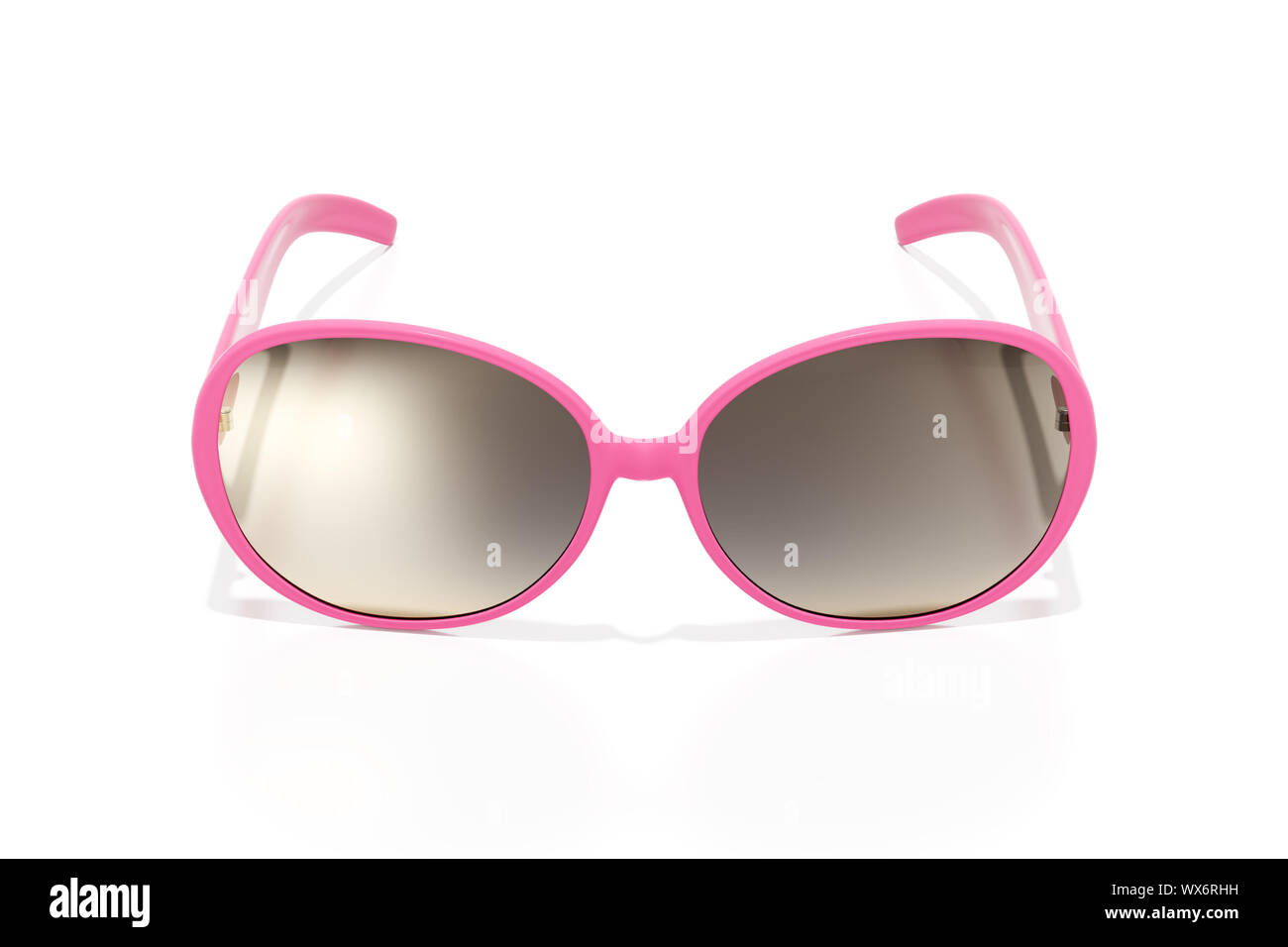 Pink womens occhiali da sole isolato su sfondo bianco Foto Stock