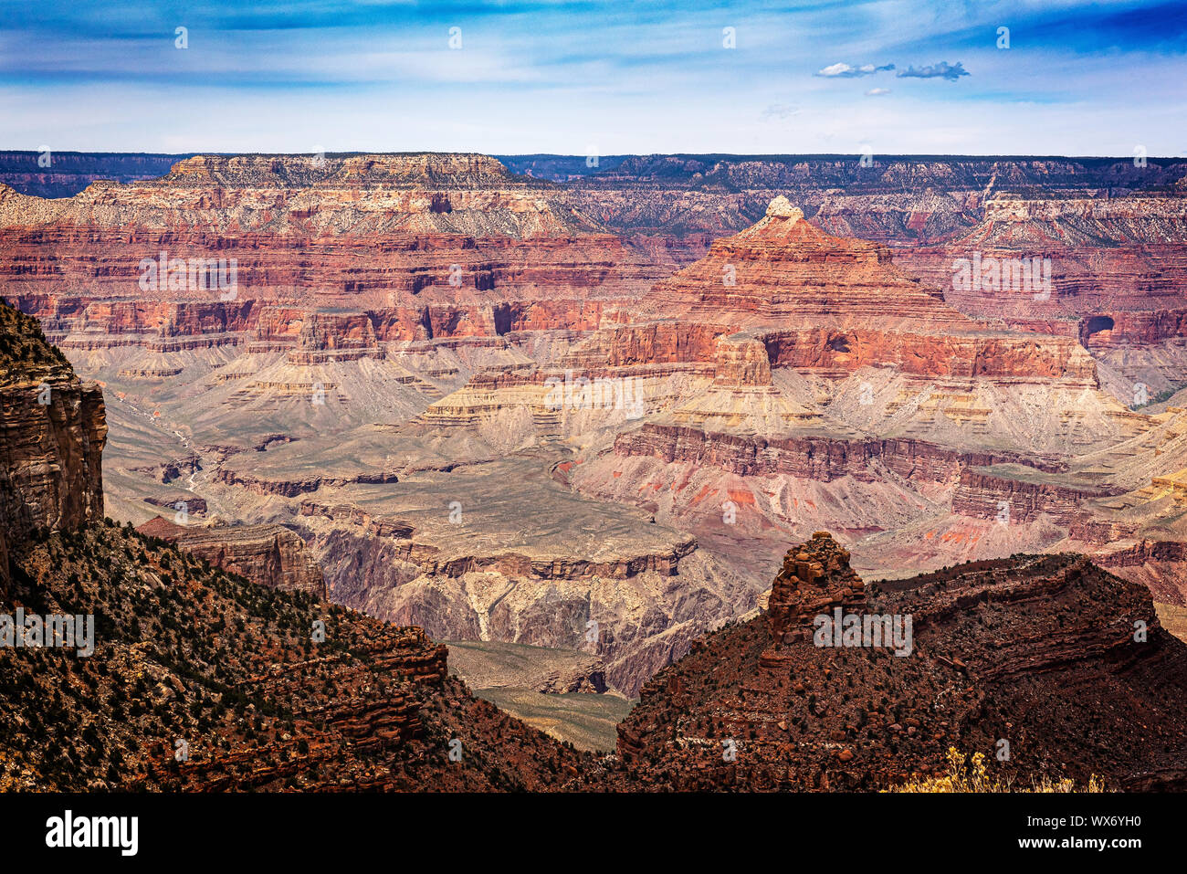 Una gran vista dal bordo Sud del Grand Canyon Foto Stock