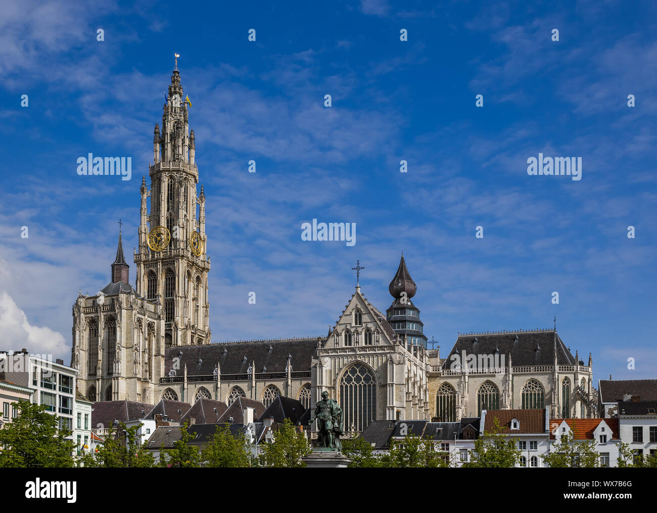 Cattedrale sul Grote Markt di Anversa - Belgio Foto Stock