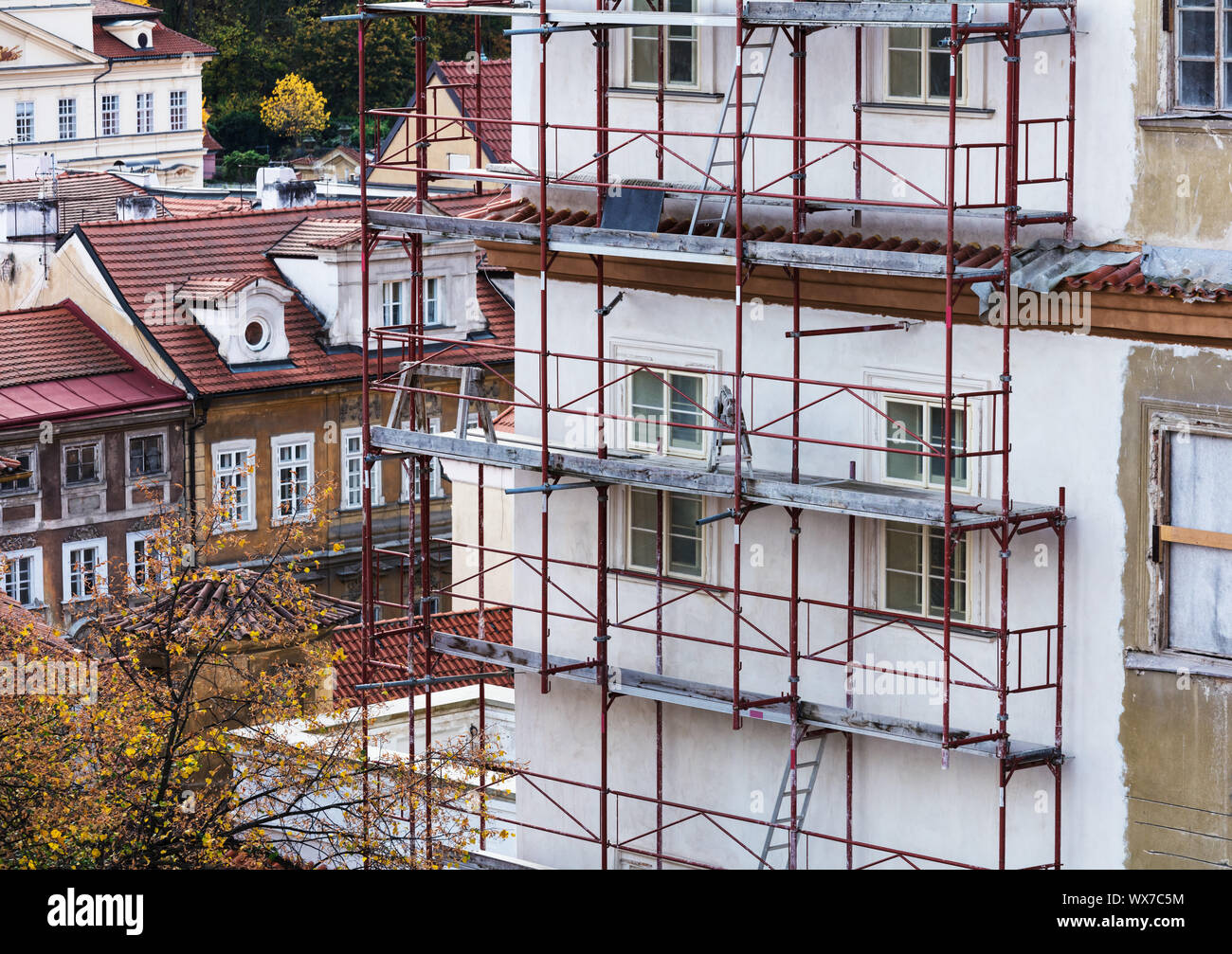 Facciata di edificio il rinnovamento, la riparazione Foto Stock