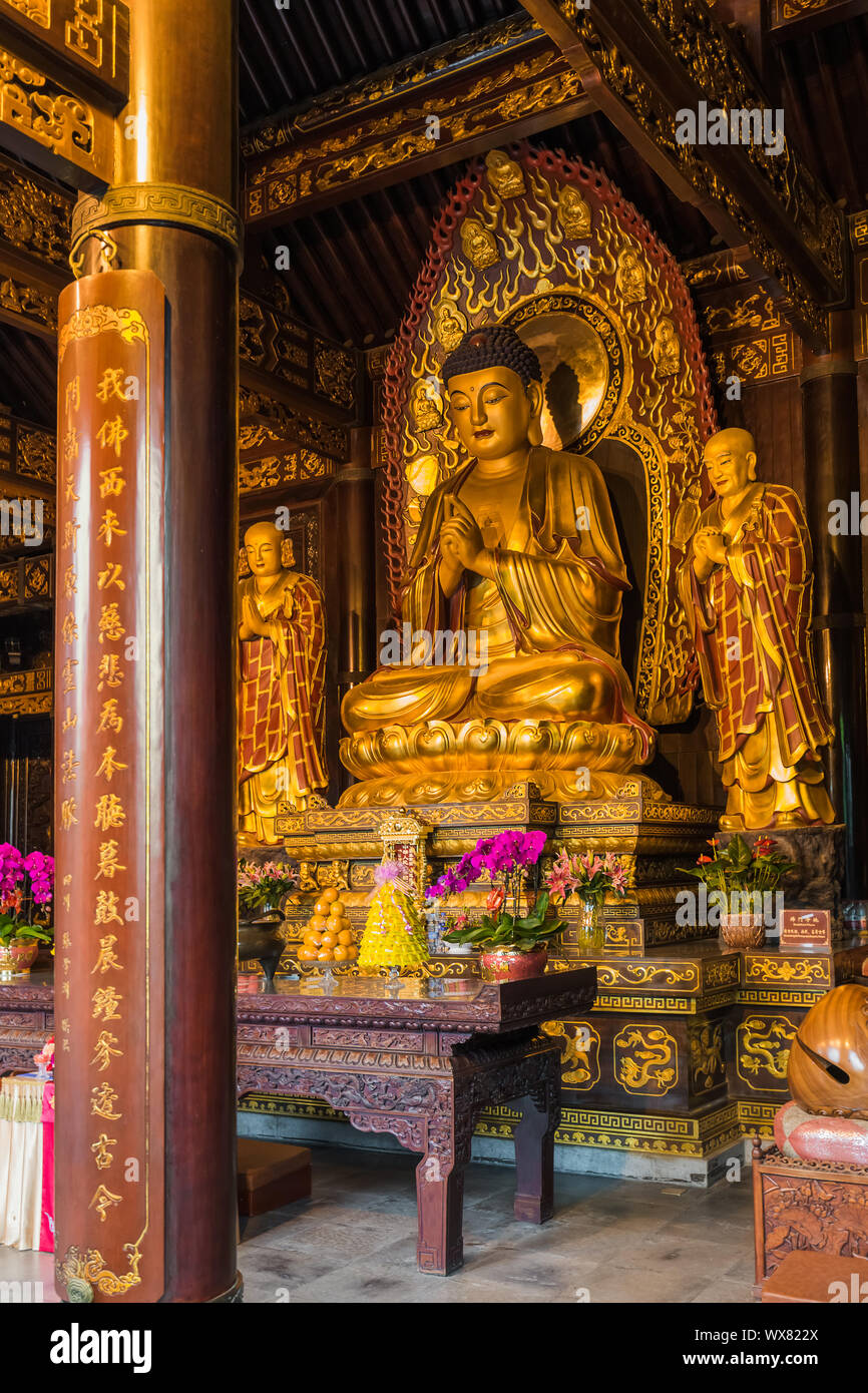 Statua nella Pagoda dell'Oca Selvaggia - Xian Cina Foto Stock