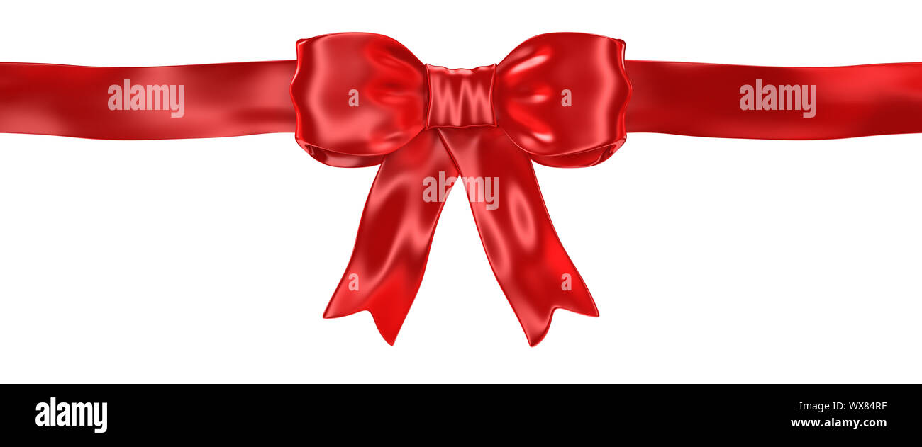 In raso lucido red ribbon bow isolato su bianco - 3D render Foto Stock