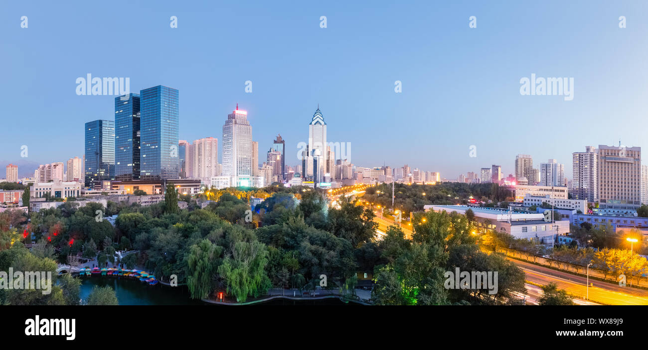 Urumqi skyline panorama Foto Stock