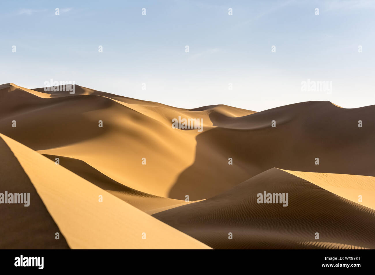 Dune di sabbia del deserto al tramonto Foto Stock