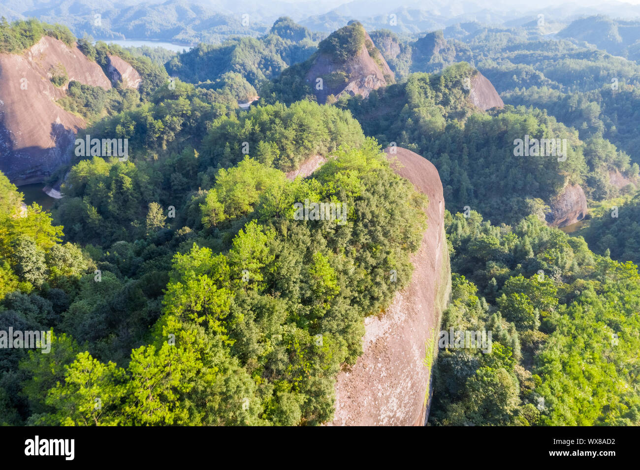 Vista aerea di danxia rilievi Foto Stock