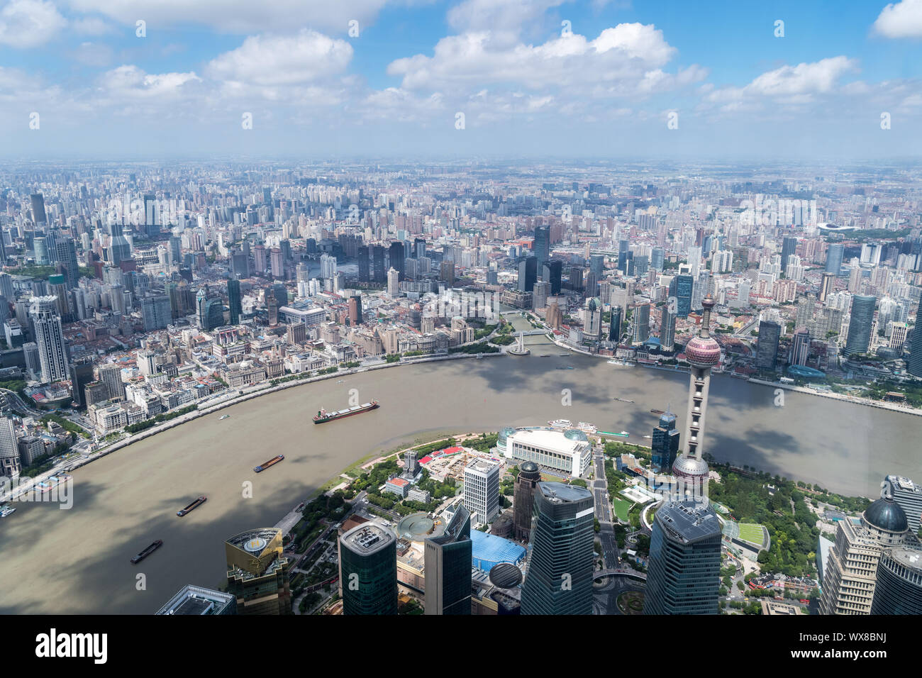 Vista aerea del paesaggio urbano di Shanghai Foto Stock