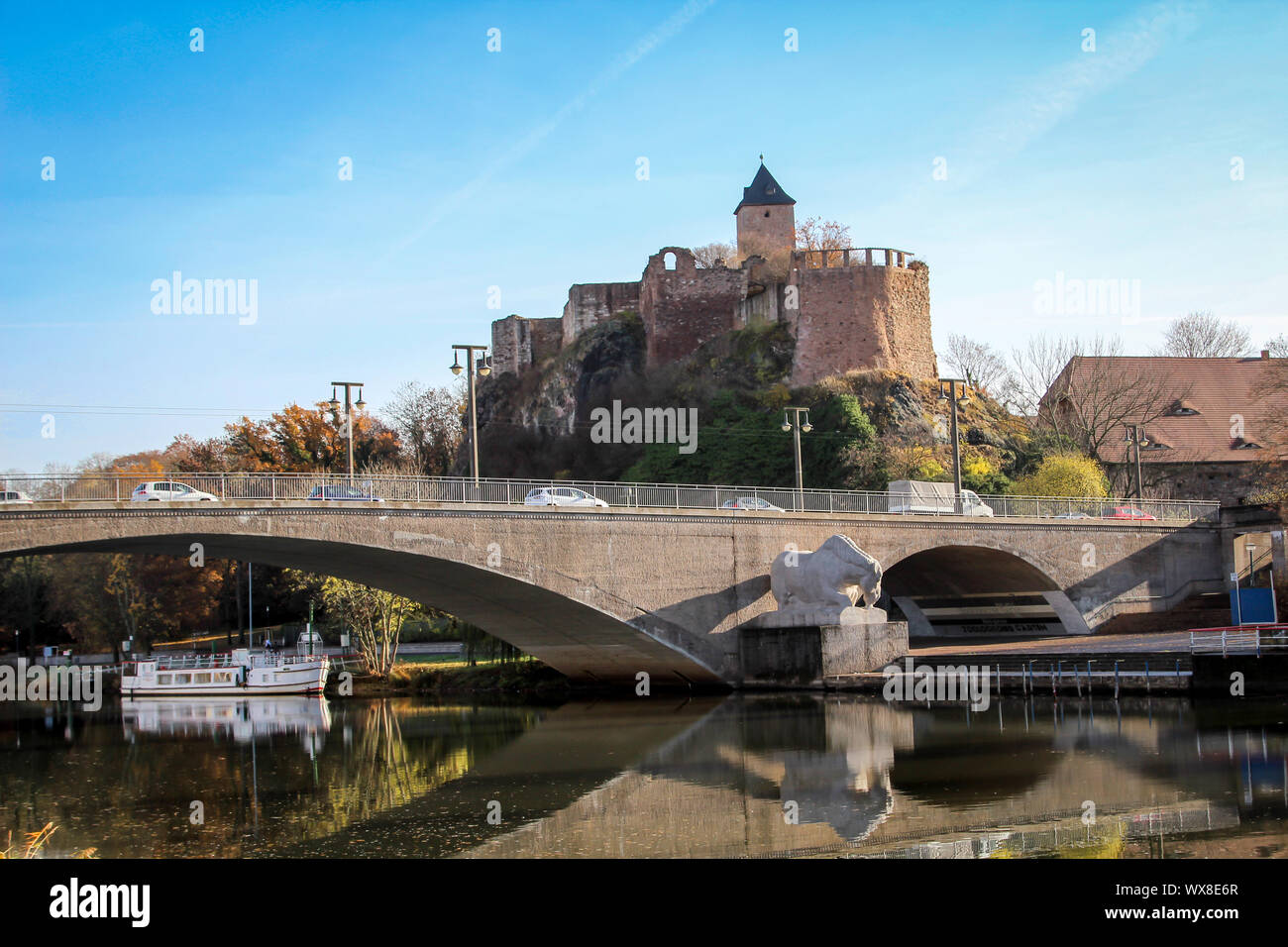 Fiume Saale a Halle / Saale Foto Stock